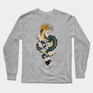 Japanese Dragon and cherry blossoms Long Sleeve T-Shirt